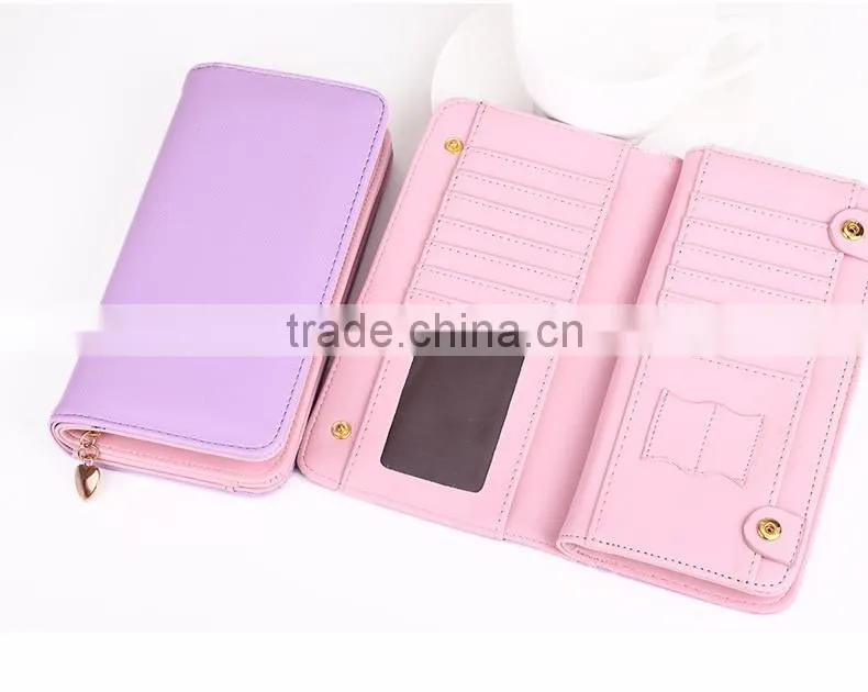 ladys top brand custom logo lady leather zipper wallet .zippered ladies leather wallet, leather wallet ladies multicolor famous