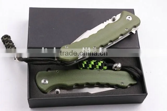 OEM D2 high speed steel blade with army green G10 handle knife
