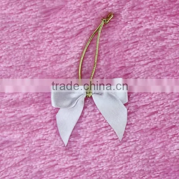 Factory High Quality Wholesale Pink Pre-tied Satin Ribbon Bow with Elastic Loop