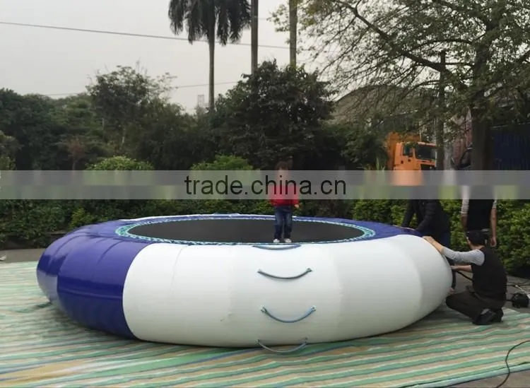 Green & white inflatable water trampoline, inflatable float water game for sale