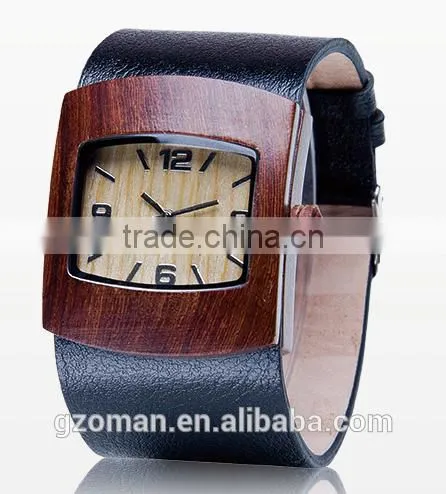 top fashion wood leather watch 2016