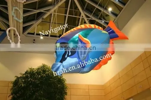 Big Inflatable Fish Model with Sea Stone for Advertizing Decoration