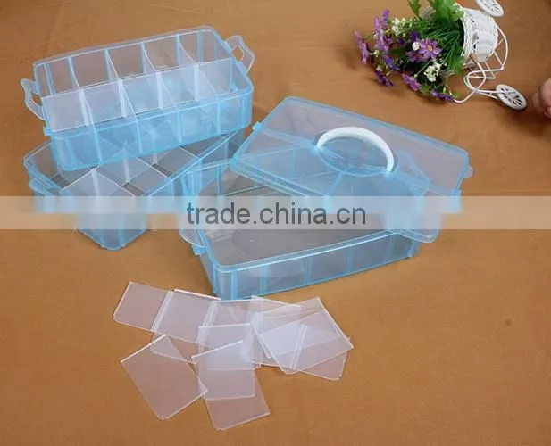 25*18.7*17cm Three Layers 30 Compartments Jewelry Adjustable Plastic Storage Box Jewelry Earring Bin Case Container