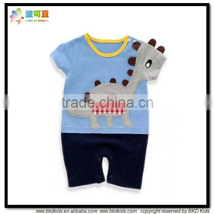 BKD Animal embroidery applique fashion infant clothing for contrast infant rompers