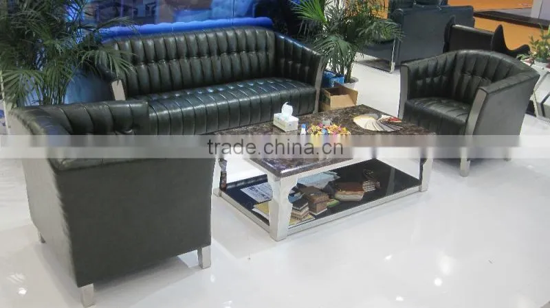 best selling european style office sofa 1+1+3 dark green color with stainless base G-319
