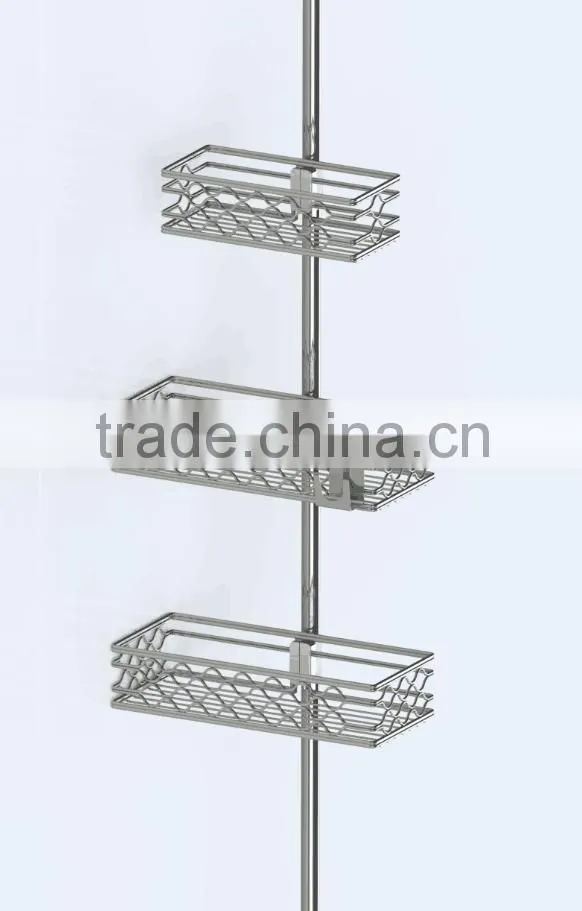 Bathroom Shower Constant Tension Caddy Pole for Shampoo,Bathroom Corner Shelf Triangular Bathroom 4-Tier Tension Corner Caddy