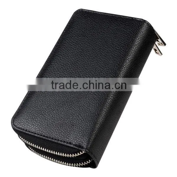 double zipper leather pouch of phone wallet