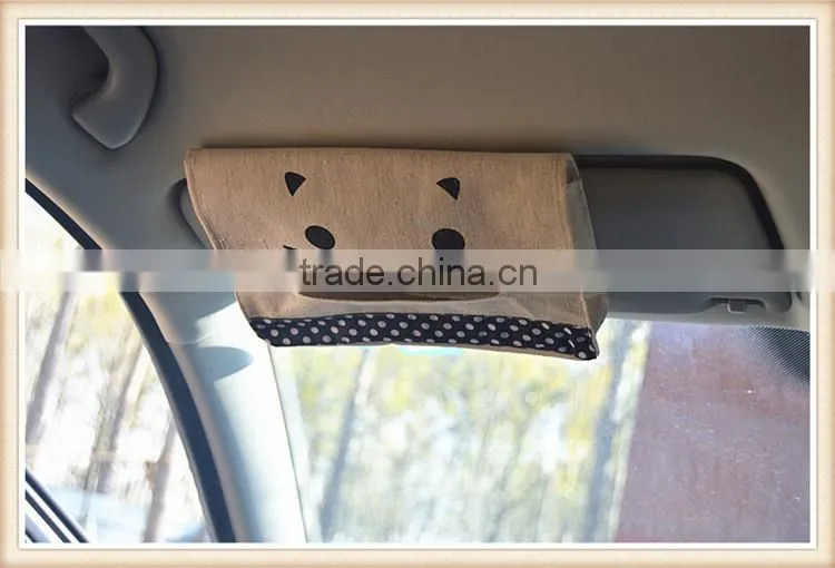 sun visor tissue box cotton and linen car tissue holder