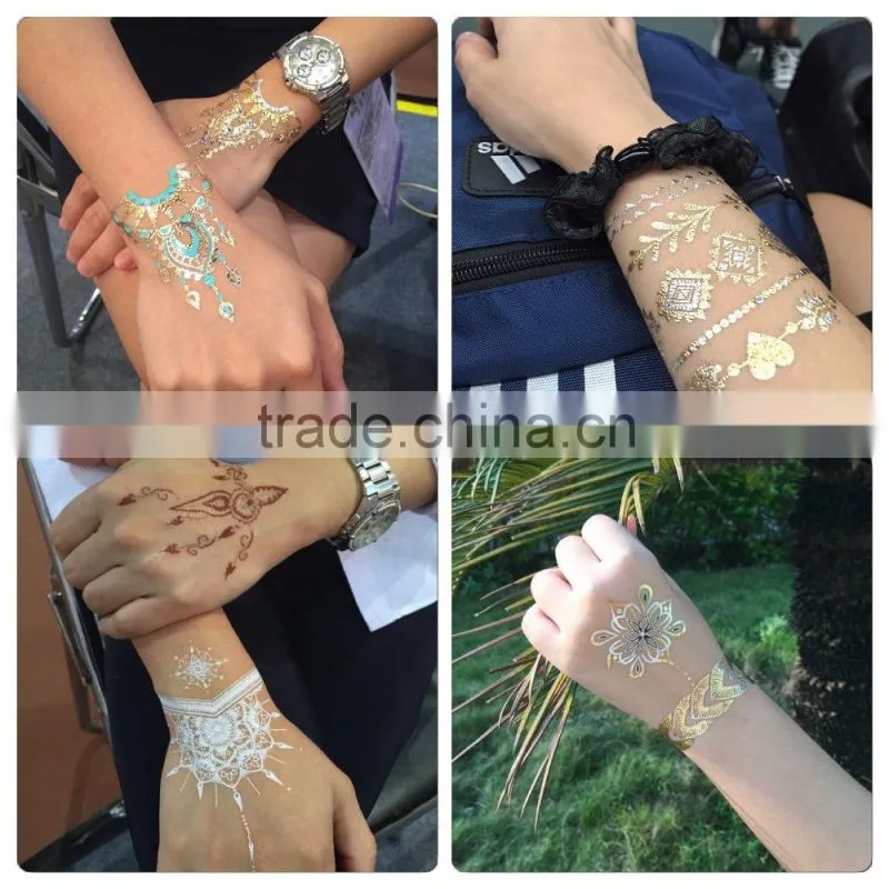 WMT096--Temporary Gold Foil Stock Tattoo Sticker