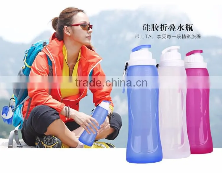 500ml unbreakable silicone sport water bottle
