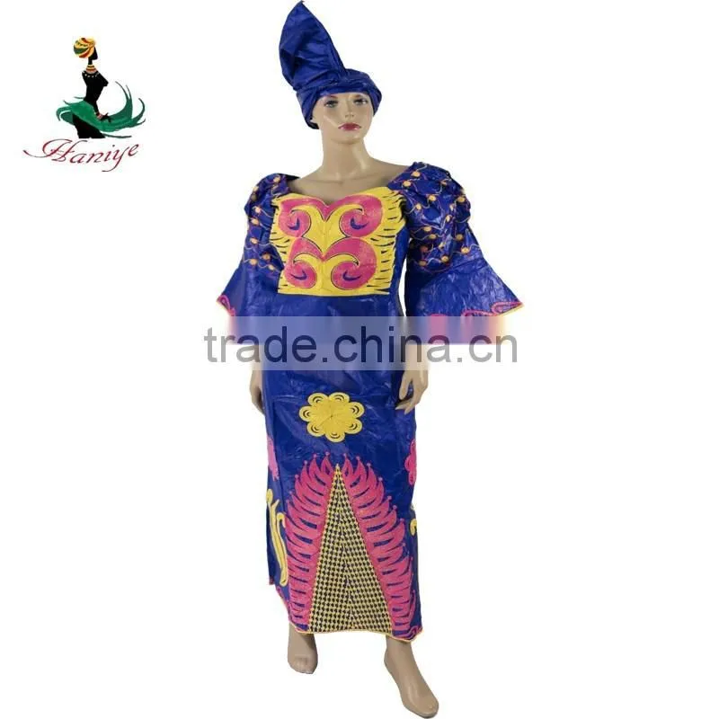 New African Cotton Damask Bazin Riche Dresses Embroidery For Women