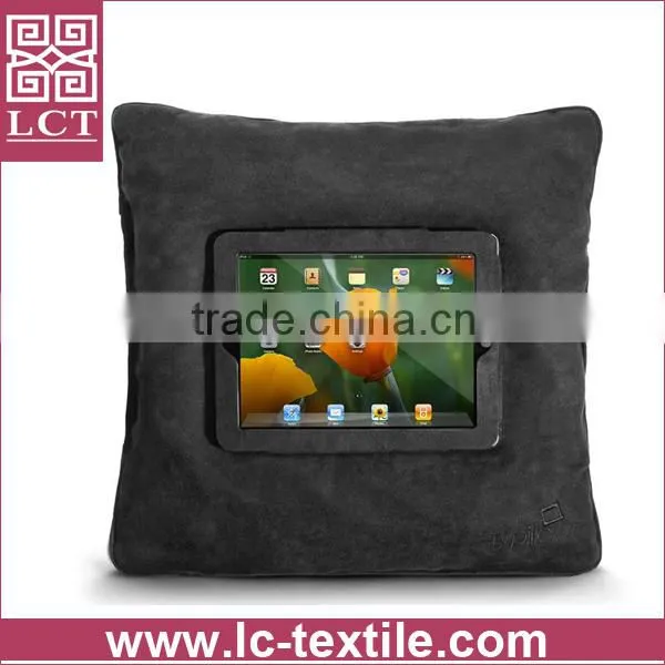 Wholesale hot sell comfortable plush fabric ipad cushion with your logo embroideried(LCTP0045)