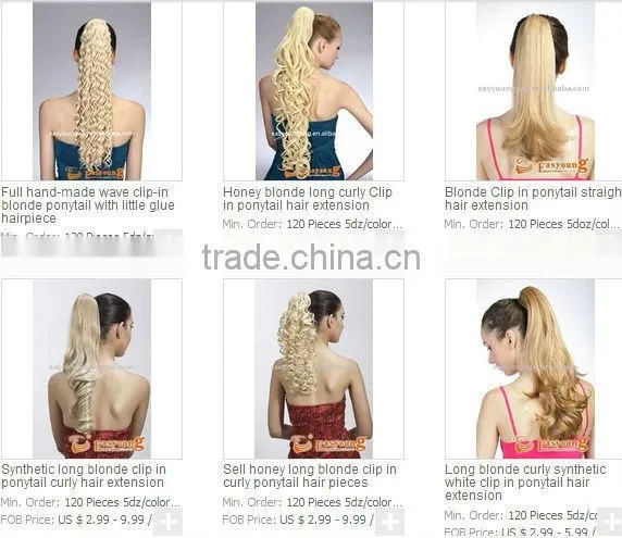 Blonde ponytail hair extension, claw clip hairpieces for wigs