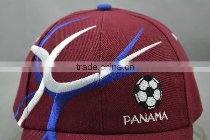 Guangzhou hat factory professional custom 6 panel / 100% cotton / / embroidery logo/deep red baseball cap