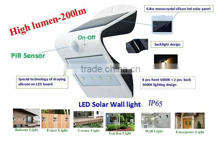 New 2016 3.7v solar light battery 0.8w monocrystalline silicon solar panel powerful solar light for garden