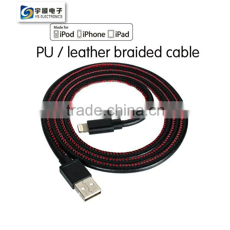 Leather MFi Braided Cable for iPhone 6 Plus / 6 / 5S / 5C / 5 from MFI China Manufacturer