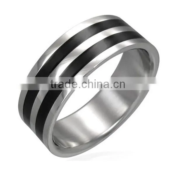 316L stainless steel rings with men's double black resin rings
