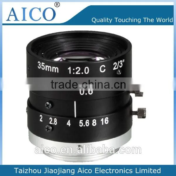 cn aico camera hd megapixel c mount 2/3" f2.0 35mm industry lens