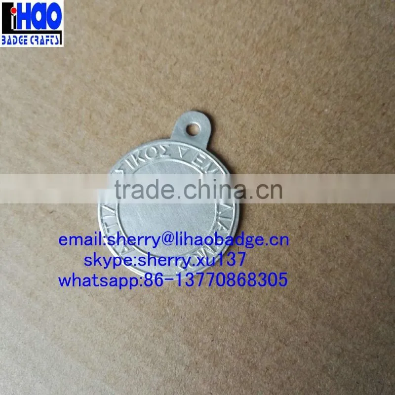 Custom round shaped aluminum Hanging nameplate hang tag design