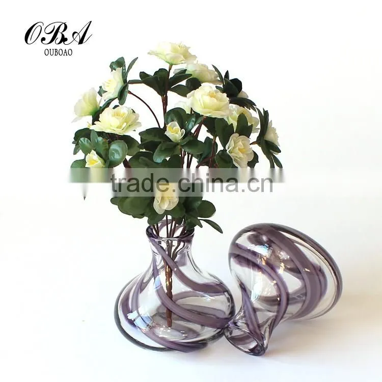 Creative European Style Small Clear Glass Vase / Murano Hand Blown Art Glass Vase For Wedding Centerpieces