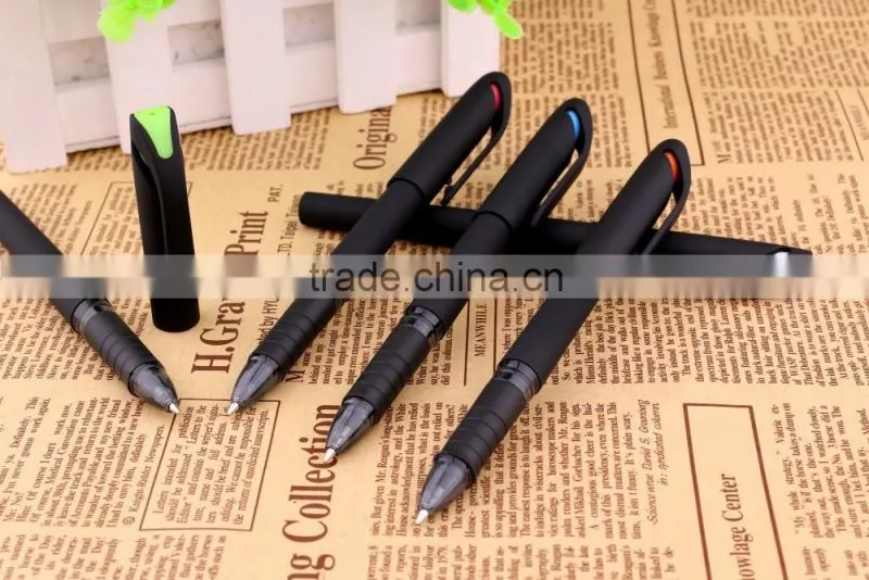 Factory price solid color promotional plastic logo gel ink pen with cap
