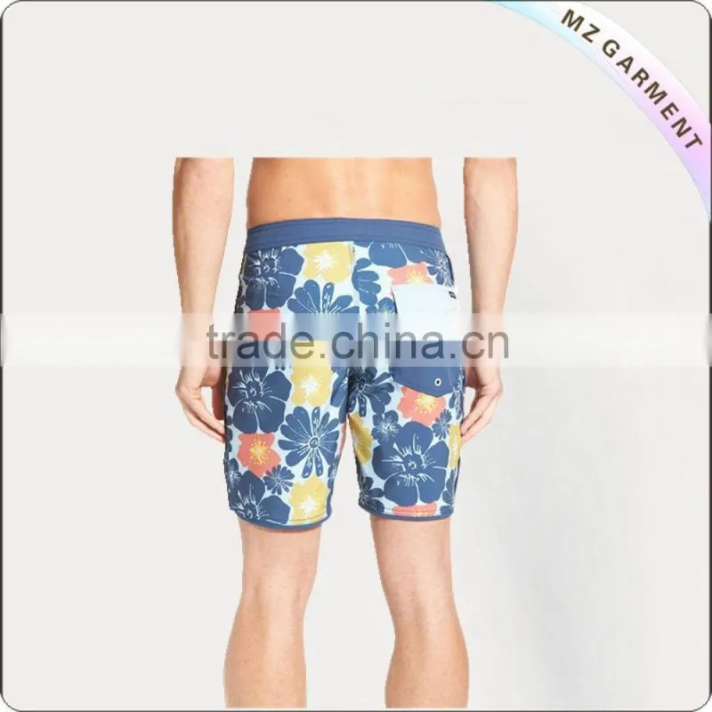 Orange floral 100% polyester cargo shorts