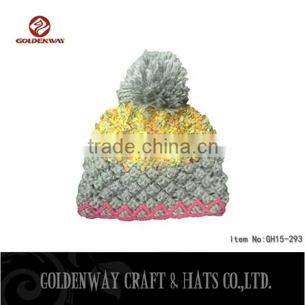 2016 wholesale 100% acrylic custom pom pom beanie hat