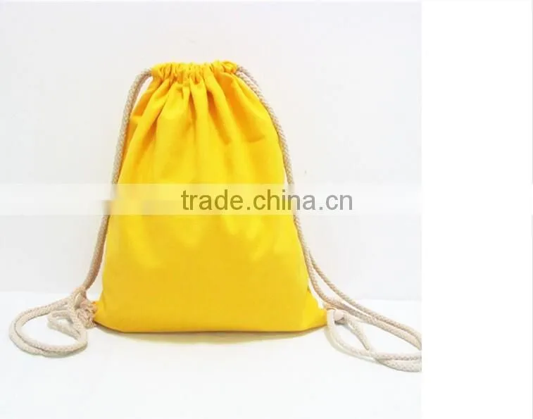 logo printingable Wholesale canvas fabric Drawstring Tote Cinch Sack Promotional Backpack Bag