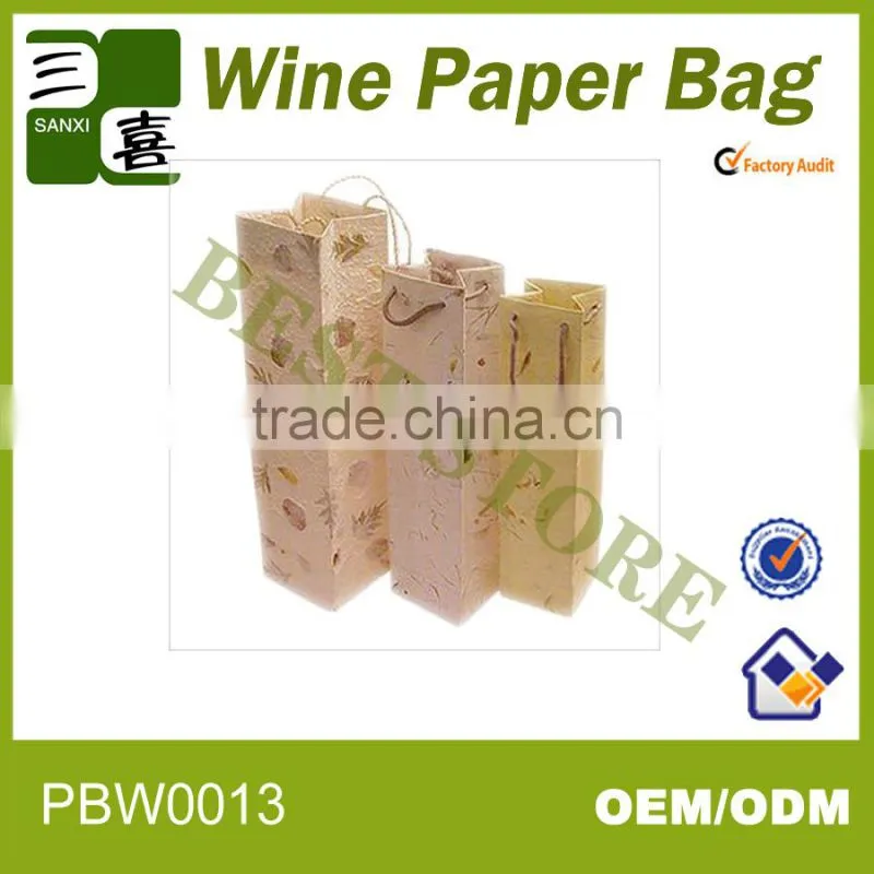 Customized elegant recycle kraft wine bag with best price