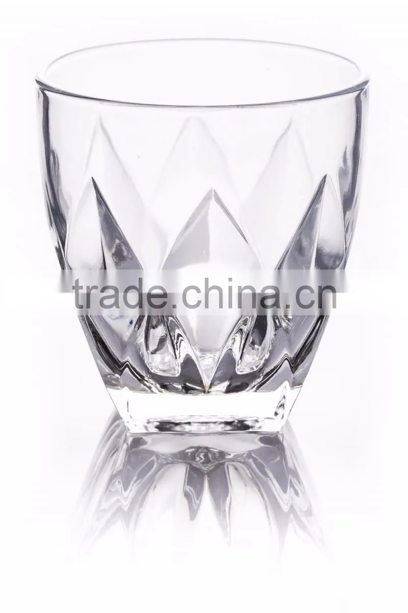 380ml clear glass cup with machine made lotus pattern for drinking