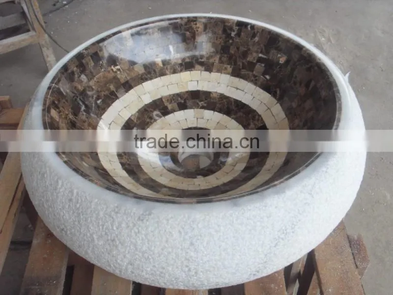 Small oval mosaic sink , vessel sinks