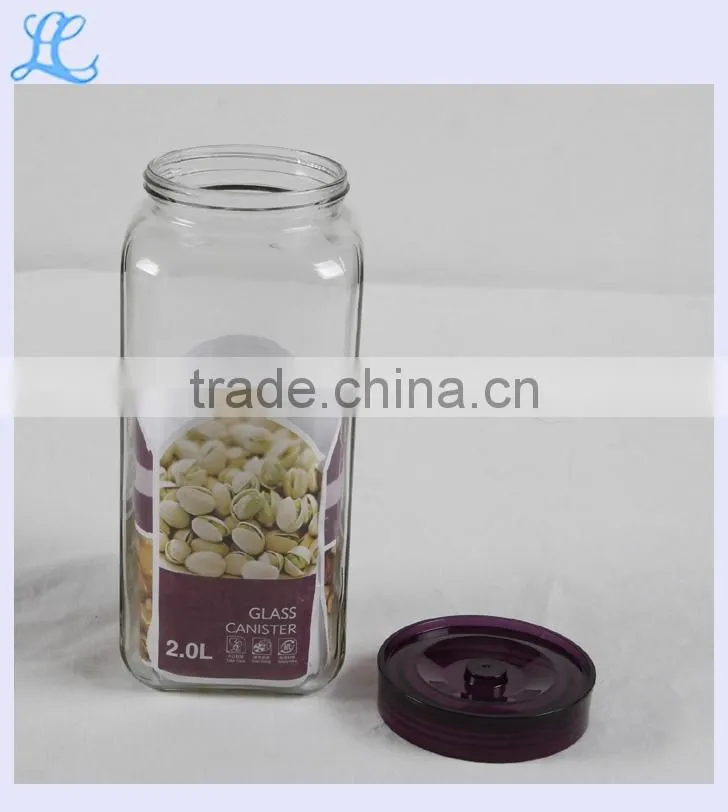 2000ML Large Capacity Transparent Glass Storage Bottle And Jar