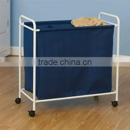 Laundry basket/bag with wheels/Triple Sorter, White