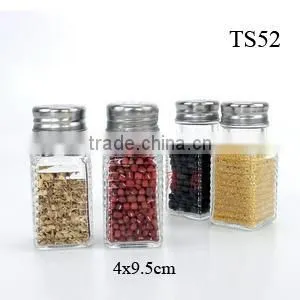 2016 hot selling mini square glass salt shaker with stainless steel lid