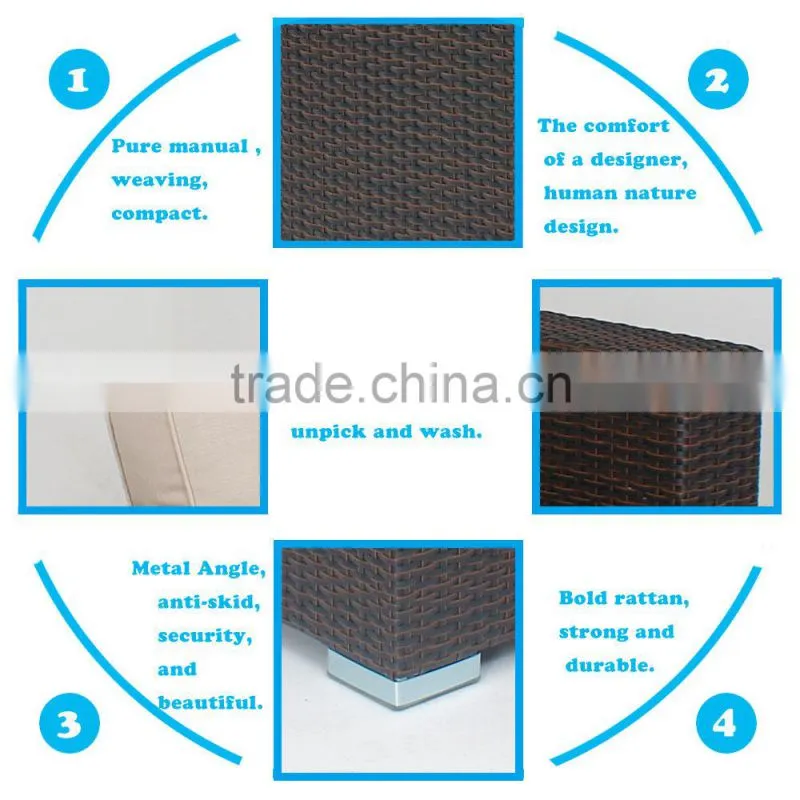 aluminum frame garden furniture rattan sofa