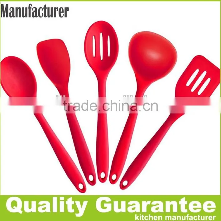 factory of 5 pieces a set colorful silicone cooking kitchenware utensils set