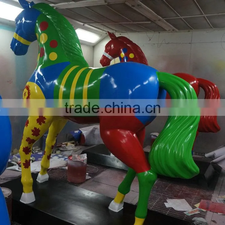 Fiberglass colorful horse sculpture statue