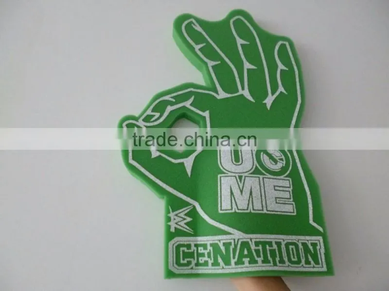 orange OKAY shape design sponge Foam Hand gloves