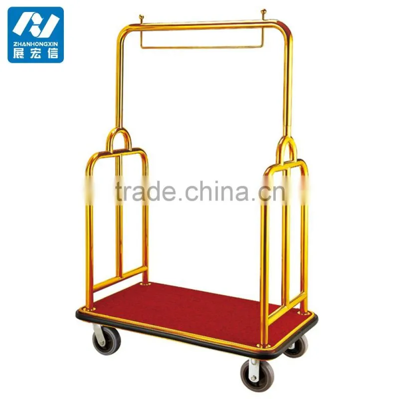 Hotel lobby furniture stainless steel bellman cart /concierge