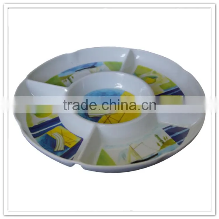 Hotel ware cold appetizers 5 section plastic recycle chips