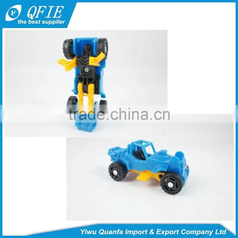 Hot selling 5cm change form robot mini kids plastic car toys for coin operated machine