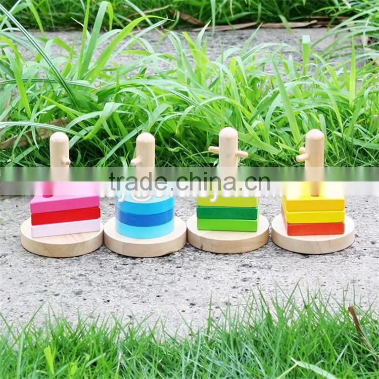 new design educational kids geometry sorting wooden stacking blocks toy W13D025