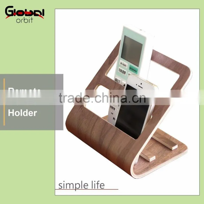 Wooden TV Remote Control Caddy Organizer Mobile Phone Stand TV Remote Control Holder