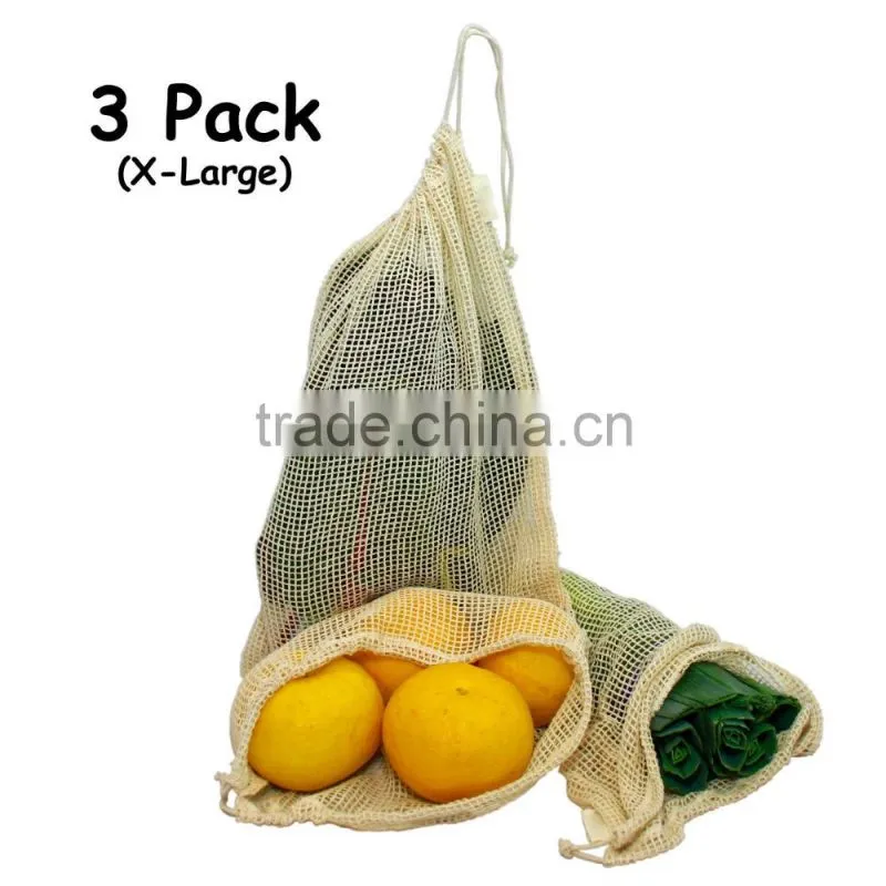 Eco Friendly Organic Cotton Mesh Reusable Produce Bags