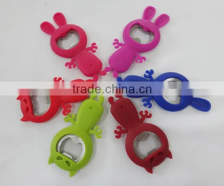 shark shaped cute silicone with stainless steel bottle opener