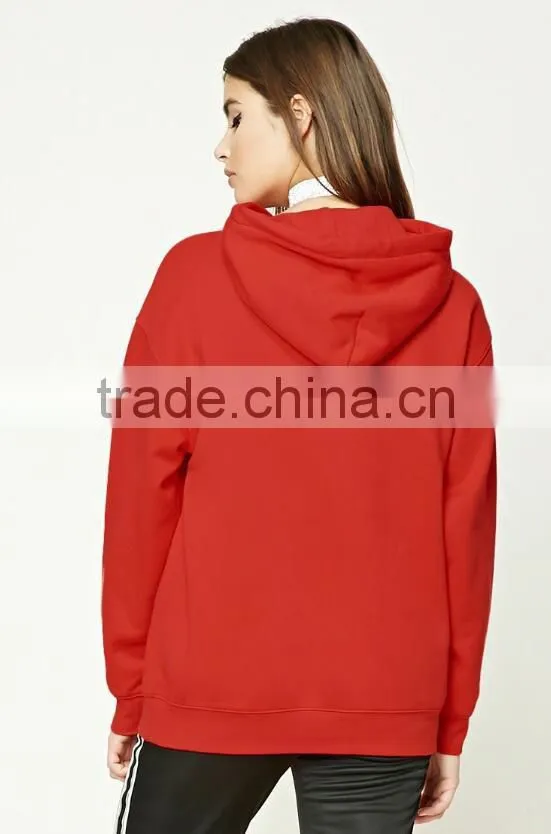 Cheap Custom Made Plus Size Red Long Sleeve Women Hoodie Sweatshirt Winter Graphic Print Plain Pullover Hoodie For Sale