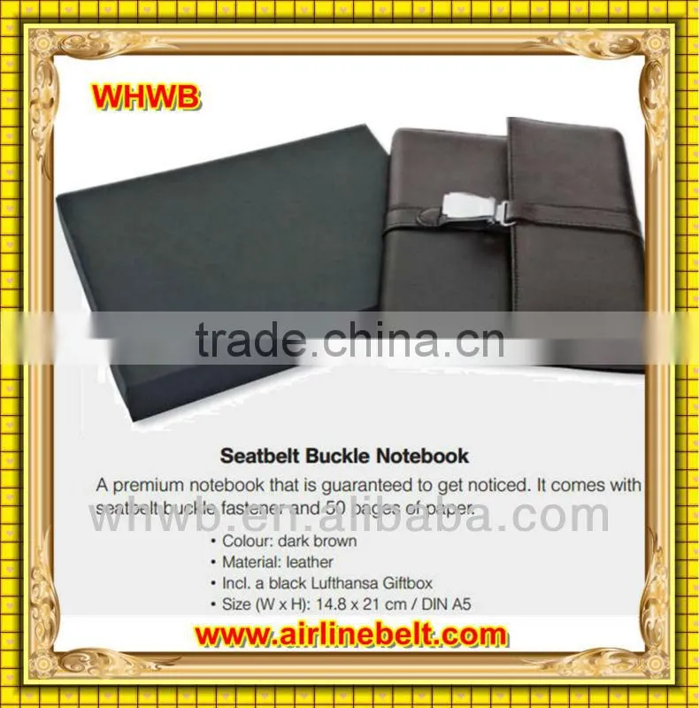Premium airplane seatbelt buckle spiral notebook