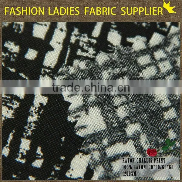 shaoxing cichengtex fashion black and white rayon fabric ,Geometric Shapes style fabric