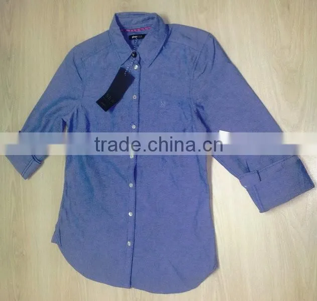 Ladies L/S Oxford Oxford Cotton Shirt (Garment Stock lots / Apparel Stock / stocklots / Garment Apparel from Bangladesh )