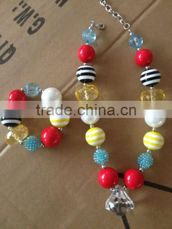 little girl Chunky bead necklace and bracelet sets, children bubblegum beaded jewelry set, children holiday, festival jewelry